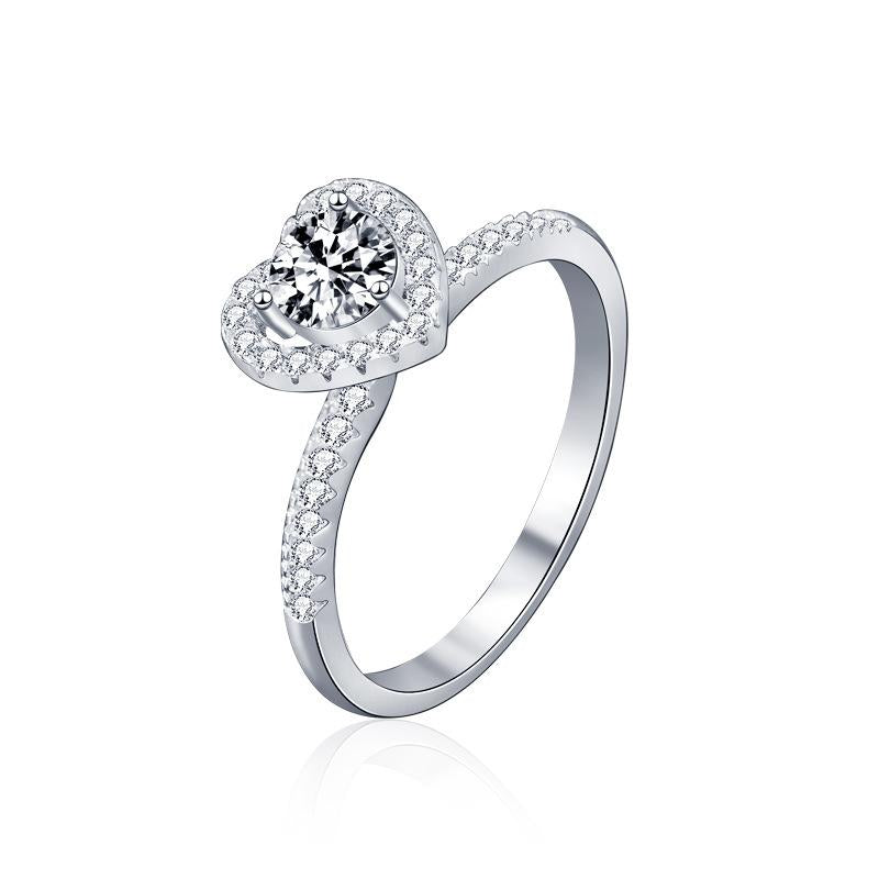 Elegant 925 Sterling Silver Moissanite Ring for Women, All-Match Silver Jewelry with Sweet Loving Heart Design3