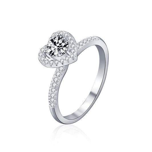 Elegant 925 Sterling Silver Moissanite Ring for Women, All-Match Silver Jewelry with Sweet Loving Heart Design3