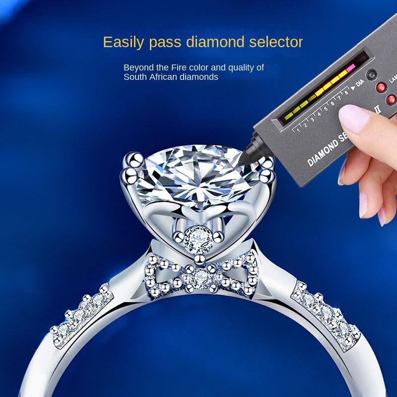 925 Sterling Silver Moissanite Bowknot Love Heart Jewelry0