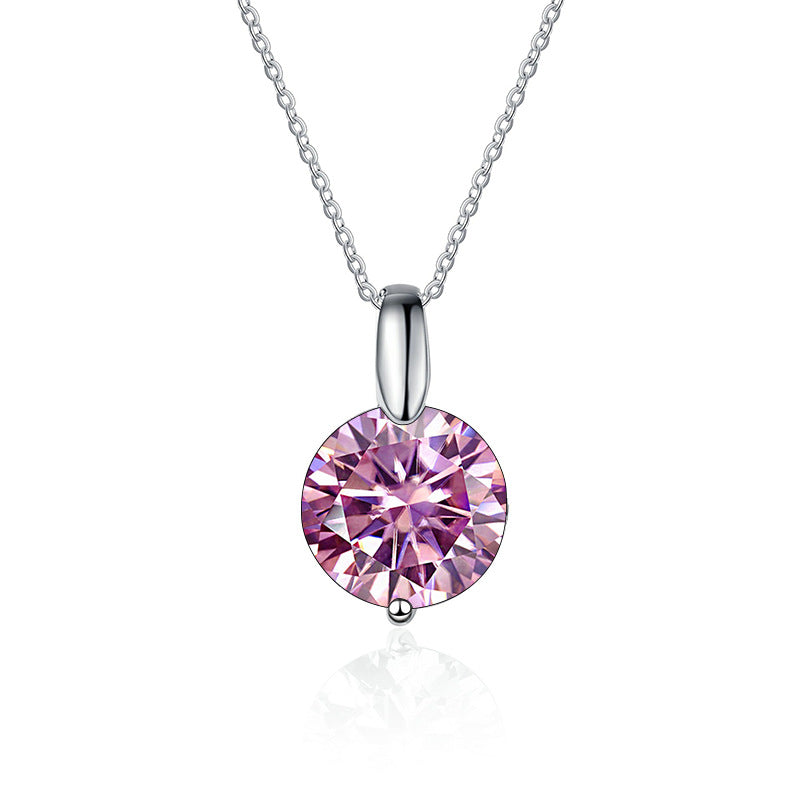 Elegant 925 Sterling Silver Pendant with Simple Ball Clavicle Chain and Moissanite Necklace 1-3 Karat for Women, Perfect Gift for Girlfriend7