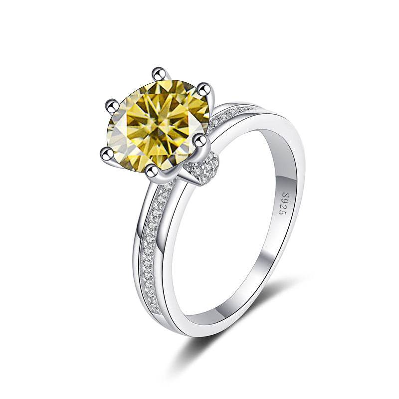 Sterling Silver Moissanite Ring, cross-border hot selling, 3 Karat D color, ideal for bridal bouquet, popular on Xiaohongshu and TikTok0