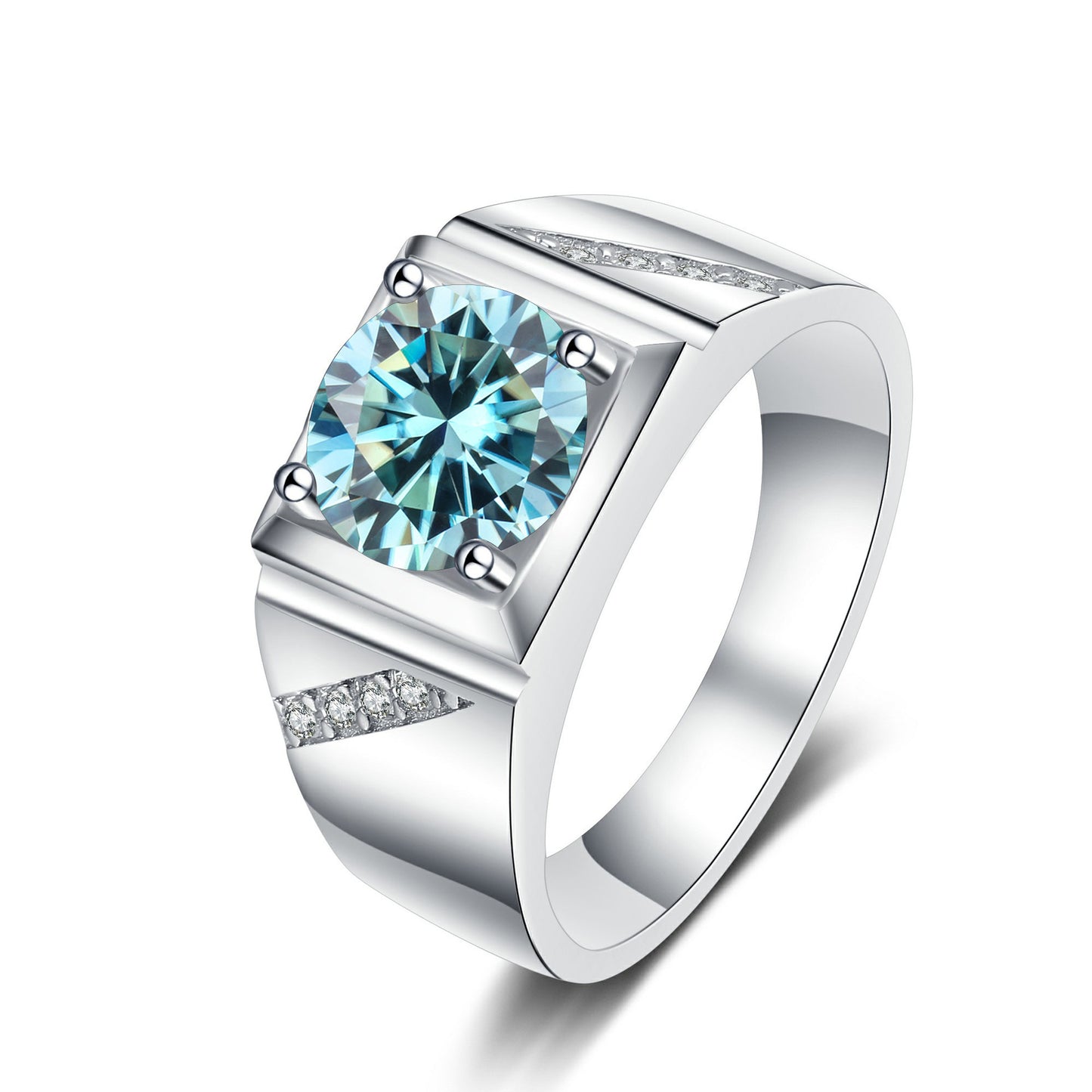 Cross-border hot selling Moissanite Ring 1 karat 2 karat color Tongling atmospheric man's wedding ring TikTok straight13