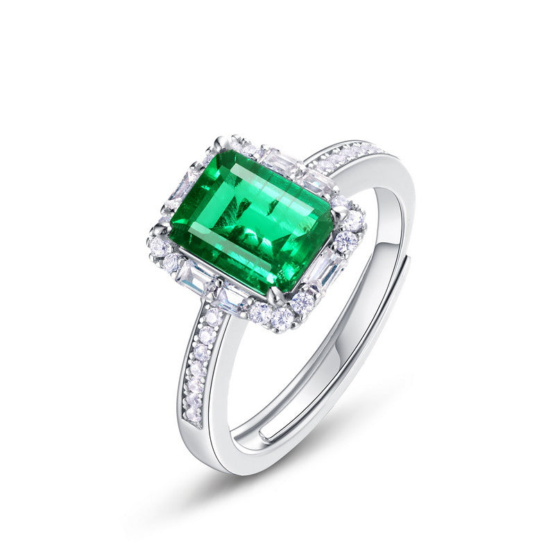 Wilsheng jewelry luxury S925 silver inlaid full diamond bracelet with colored gems and emerald ring for women4