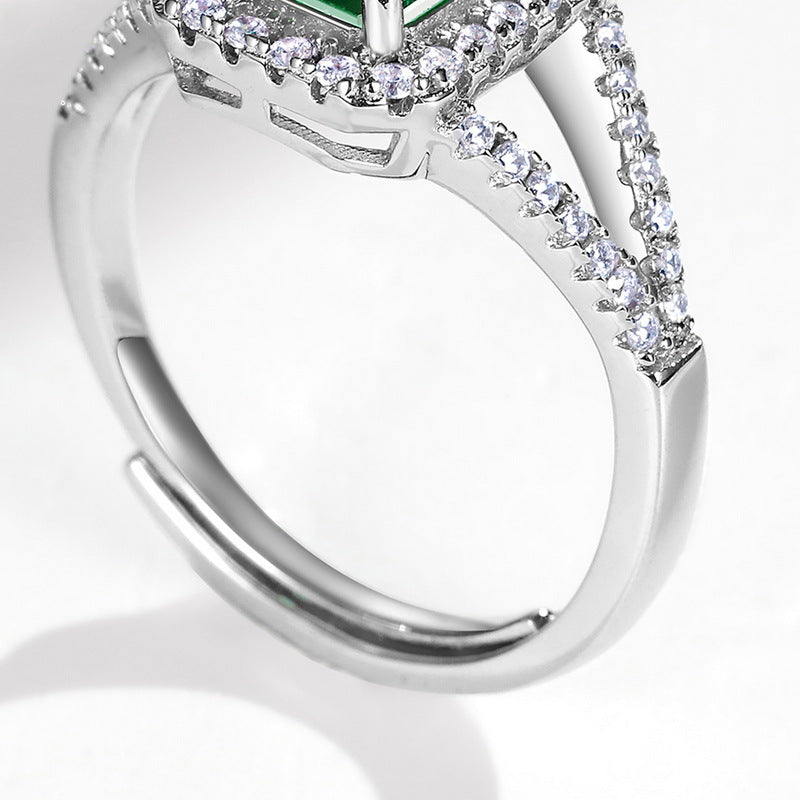 Classic fashion temperament 1.25ct cultivation emerald ring S925 silver fashion gem jewelry2