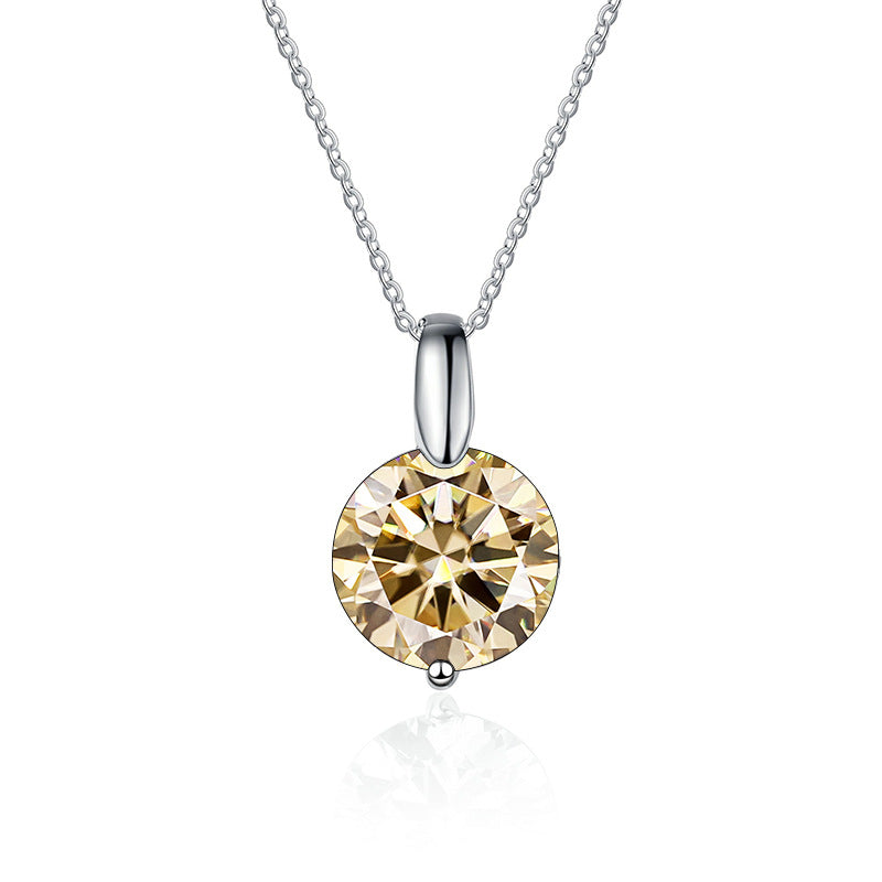 Elegant 925 Sterling Silver Pendant with Simple Ball Clavicle Chain and Moissanite Necklace 1-3 Karat for Women, Perfect Gift for Girlfriend0