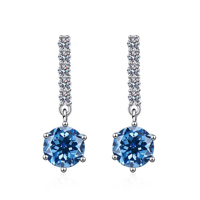 Kuaishou and Douyin hot-selling 1 karat blue green moissanite 925 sterling silver earrings for women, cross-border moissanite ear clip6