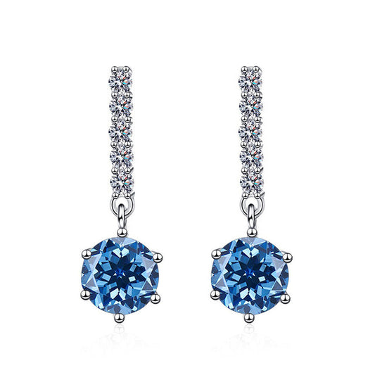 Kuaishou and Douyin hot-selling 1 karat blue green moissanite 925 sterling silver earrings for women, cross-border moissanite ear clip6