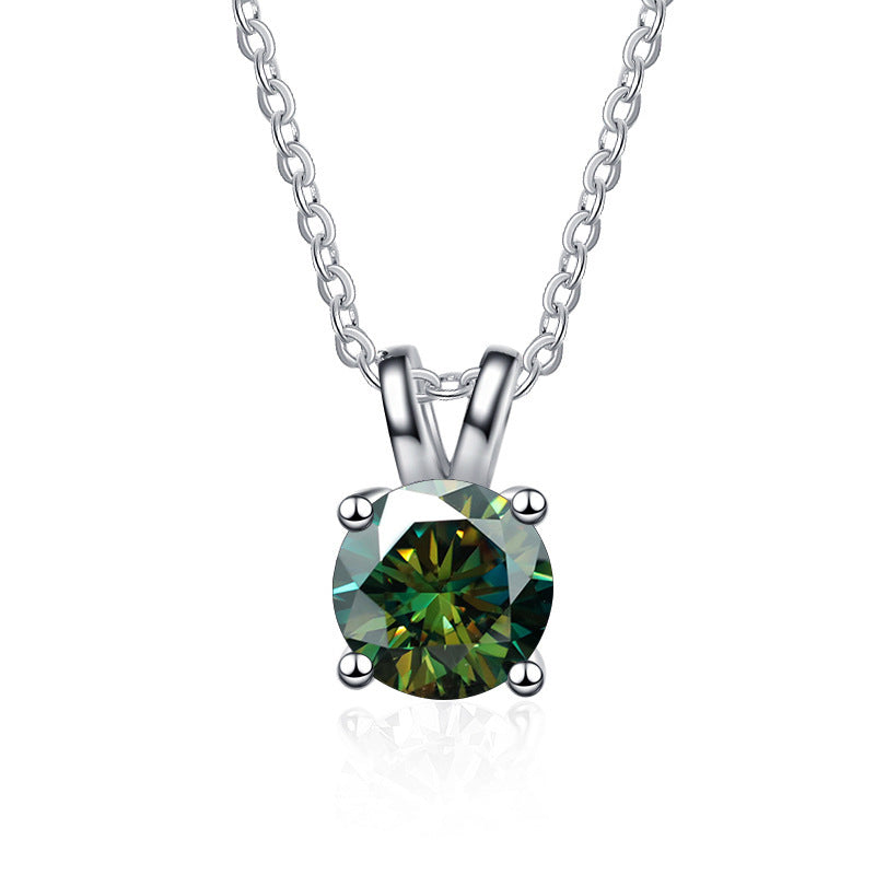 925 Sterling Silver Pendant with PT950 Gold Plated 1 Karat Four-Claw Moissanite for Women7