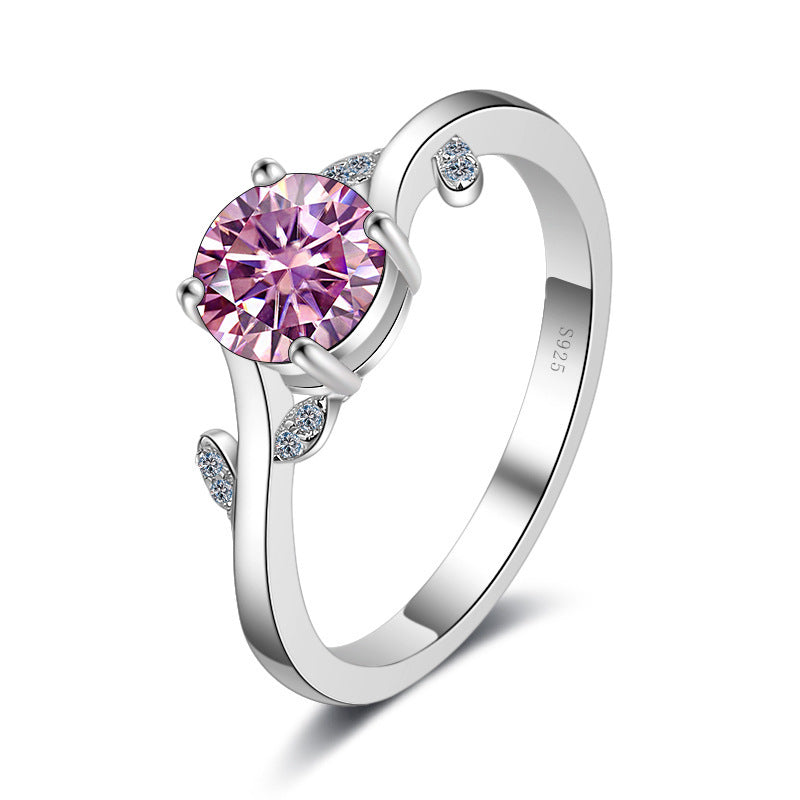 Exclusive 1 karat moissanite ring with flower and leaf design, factory direct color moissanite ornament11
