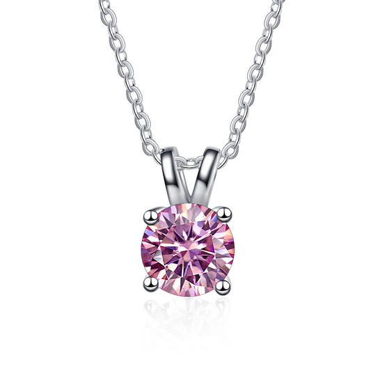 925 Sterling Silver Pendant with PT950 Gold Plated 1 Karat Four-Claw Moissanite for Women3