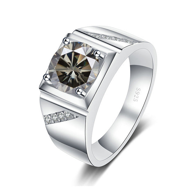 Cross-border hot selling Moissanite Ring 1 karat 2 karat color Tongling atmospheric man's wedding ring TikTok straight15