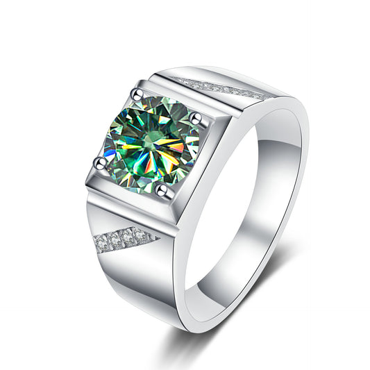 Cross-border hot selling Moissanite Ring 1 karat 2 karat color Tongling atmospheric man's wedding ring TikTok straight9