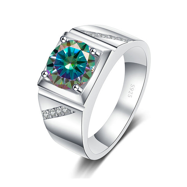 Cross-border hot selling Moissanite Ring 1 karat 2 karat color Tongling atmospheric man's wedding ring TikTok straight3