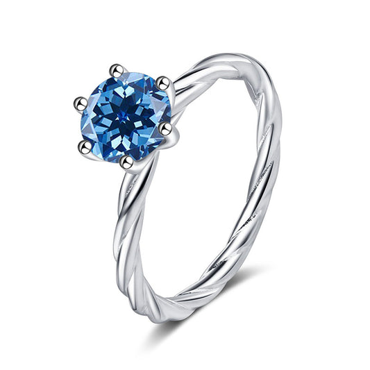 Twisted Wall twist S925 silver ring for women, platinum plated pt950 with 1 karat D color moissanite and certificate, diamond selector included12