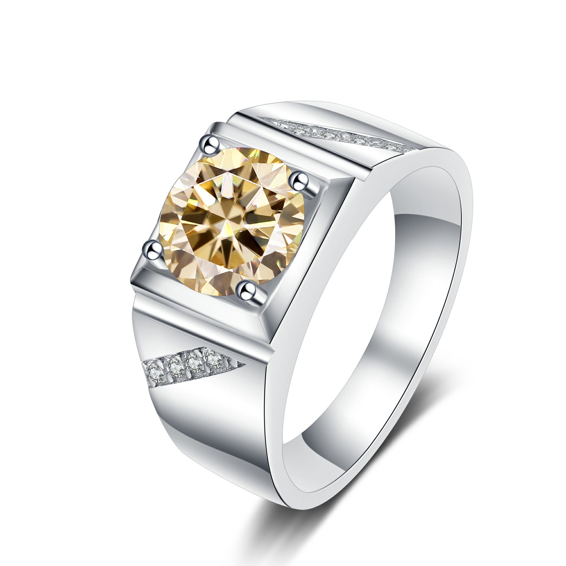 Cross-border hot selling Moissanite Ring 1 karat 2 karat color Tongling atmospheric man's wedding ring TikTok straight4