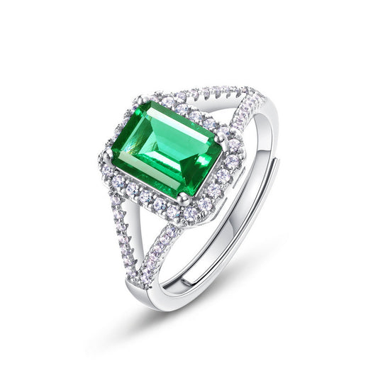 Classic fashion temperament 1.25ct cultivation emerald ring S925 silver fashion gem jewelry3