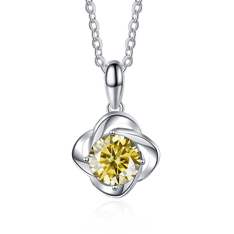 Exclusive four-leaf clover 1 karat color moissanite diamond necklace with simple Korean style clavicle chain11