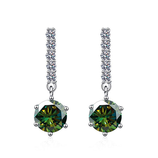 Kuaishou and Douyin hot-selling 1 karat blue green moissanite 925 sterling silver earrings for women, cross-border moissanite ear clip13
