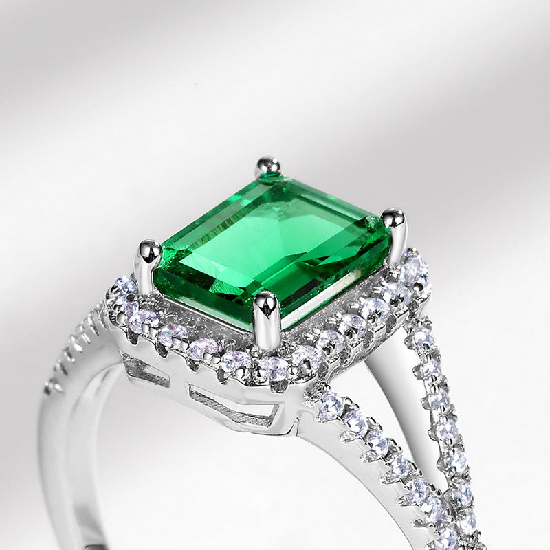 Classic fashion temperament 1.25ct cultivation emerald ring S925 silver fashion gem jewelry0