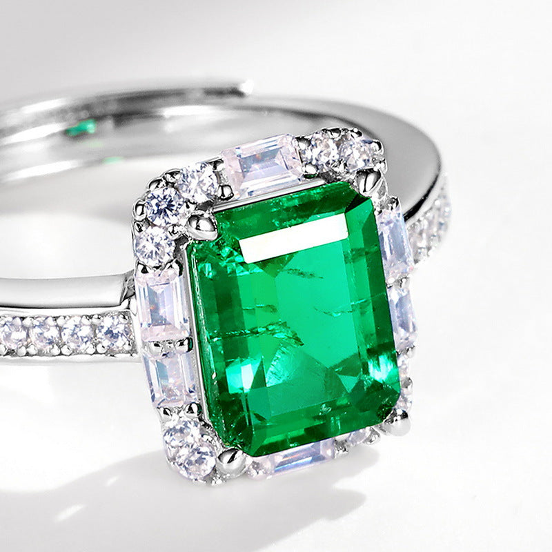 Wilsheng jewelry luxury S925 silver inlaid full diamond bracelet with colored gems and emerald ring for women2