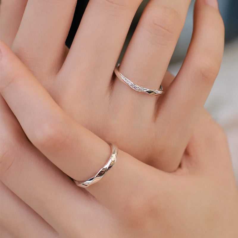 Original Lightyear couple rings in S925 sterling silver with Mobius open end design, adjustable twisted arm and diamond-embedded for a touch of light luxury2