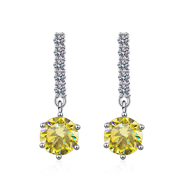 Kuaishou and Douyin hot-selling 1 karat blue green moissanite 925 sterling silver earrings for women, cross-border moissanite ear clip12