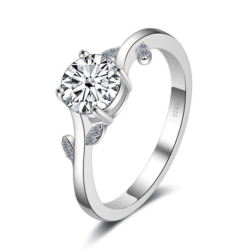 Exclusive 1 karat moissanite ring with flower and leaf design, factory direct color moissanite ornament9