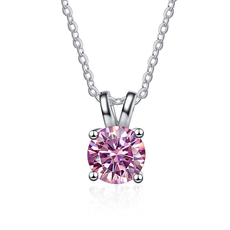 925 Sterling Silver Pendant with PT950 Gold Plated 1 Karat Four-Claw Moissanite for Women4