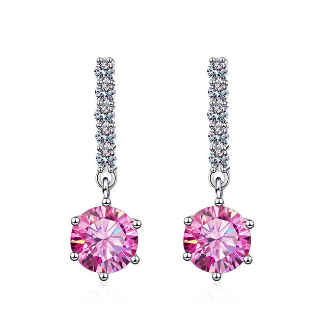 Kuaishou and Douyin hot-selling 1 karat blue green moissanite 925 sterling silver earrings for women, cross-border moissanite ear clip14