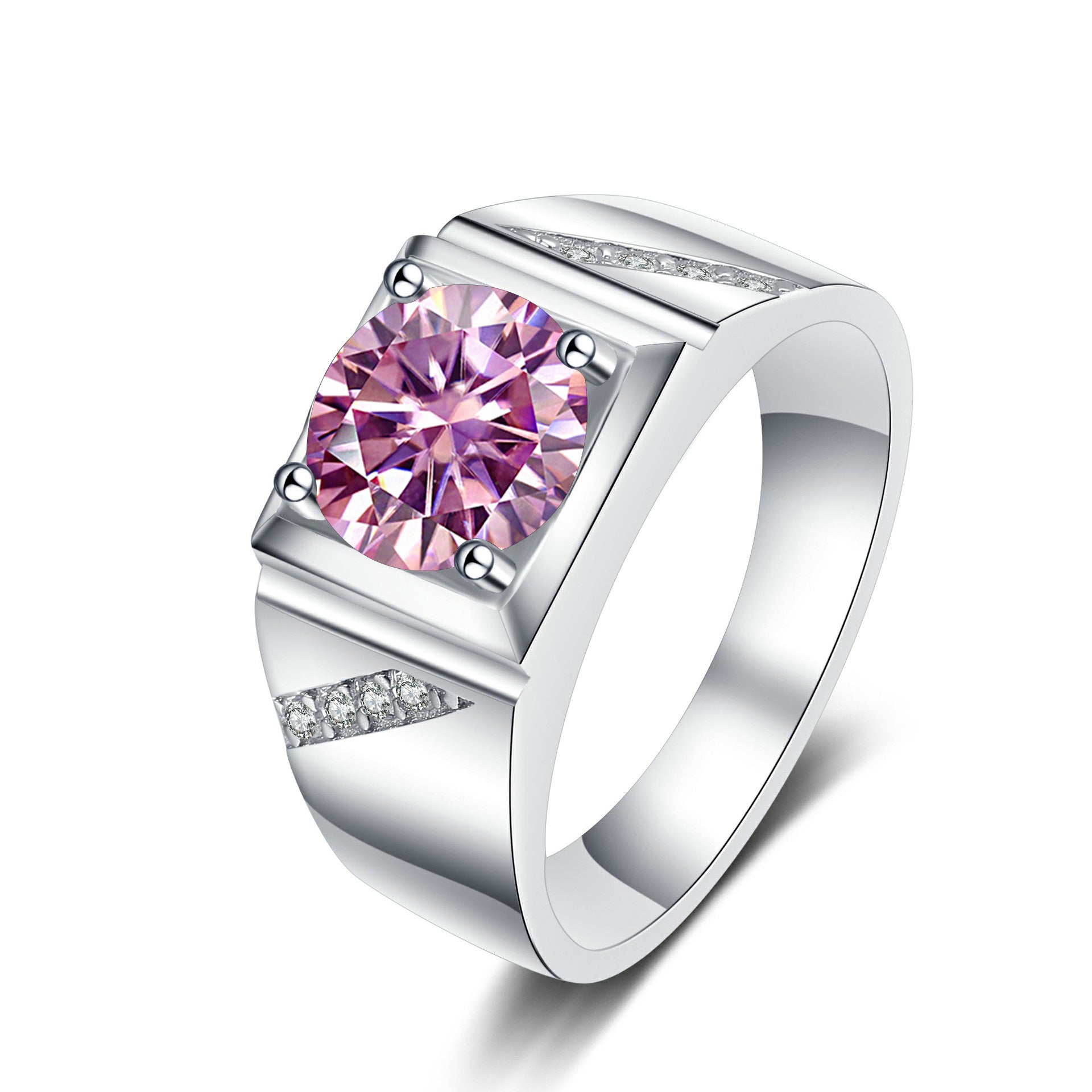 Cross-border hot selling Moissanite Ring 1 karat 2 karat color Tongling atmospheric man's wedding ring TikTok straight6