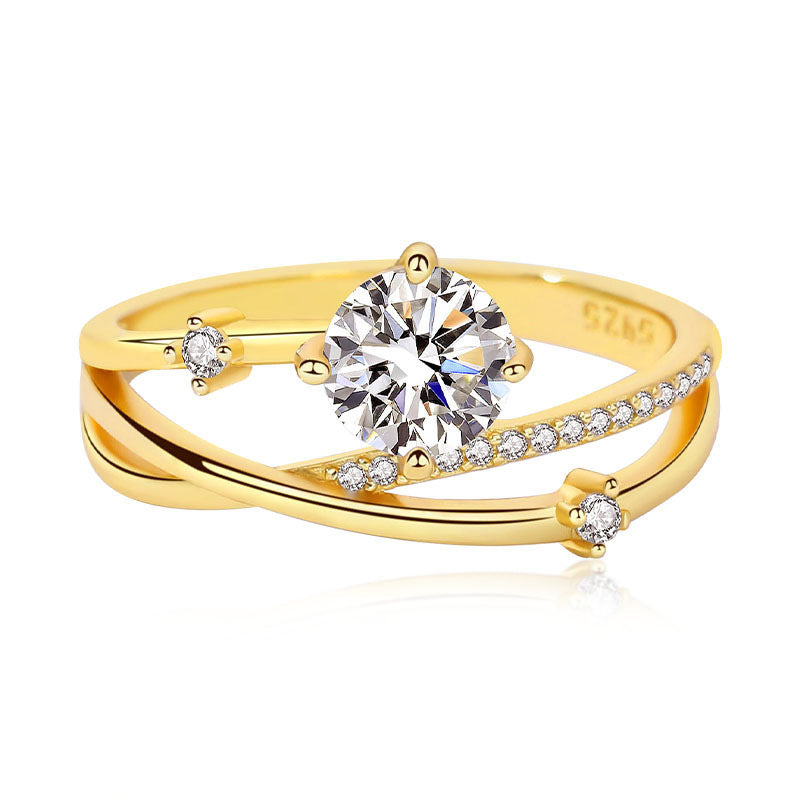 Affordable 925 Sterling Silver Moissanite Ring with 18K Gold Plating3