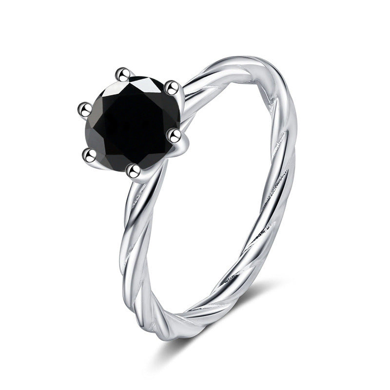 Twisted Wall twist S925 silver ring for women, platinum plated pt950 with 1 karat D color moissanite and certificate, diamond selector included11