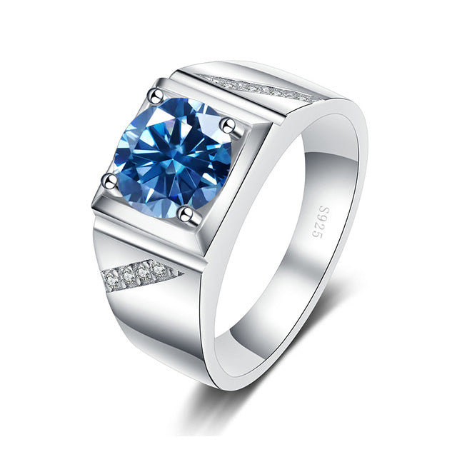 Cross-border hot selling Moissanite Ring 1 karat 2 karat color Tongling atmospheric man's wedding ring TikTok straight10