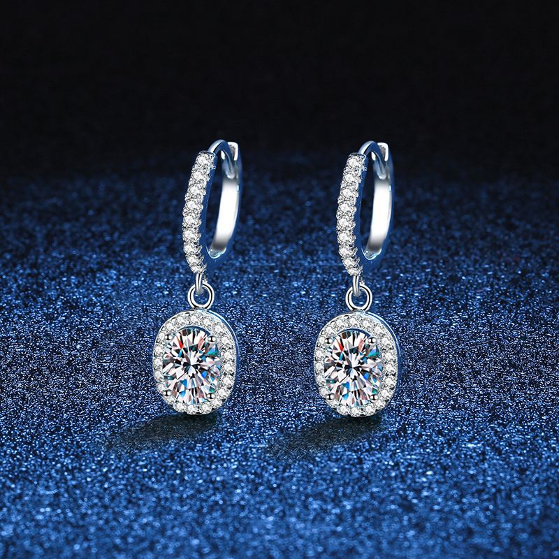 1 karat moissanite stud earrings for women s925 sterling silver platinum plated classic egg-shaped1