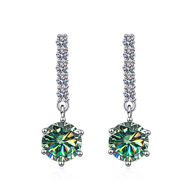 Kuaishou and Douyin hot-selling 1 karat blue green moissanite 925 sterling silver earrings for women, cross-border moissanite ear clip2