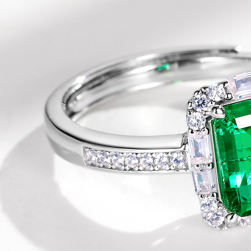 Wilsheng jewelry luxury S925 silver inlaid full diamond bracelet with colored gems and emerald ring for women3