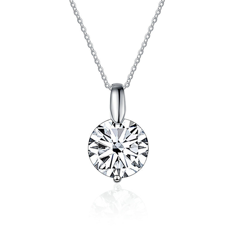 Elegant 925 Sterling Silver Pendant with Simple Ball Clavicle Chain and Moissanite Necklace 1-3 Karat for Women, Perfect Gift for Girlfriend9