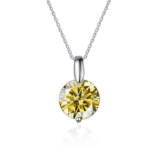 Elegant 925 Sterling Silver Pendant with Simple Ball Clavicle Chain and Moissanite Necklace 1-3 Karat for Women, Perfect Gift for Girlfriend10