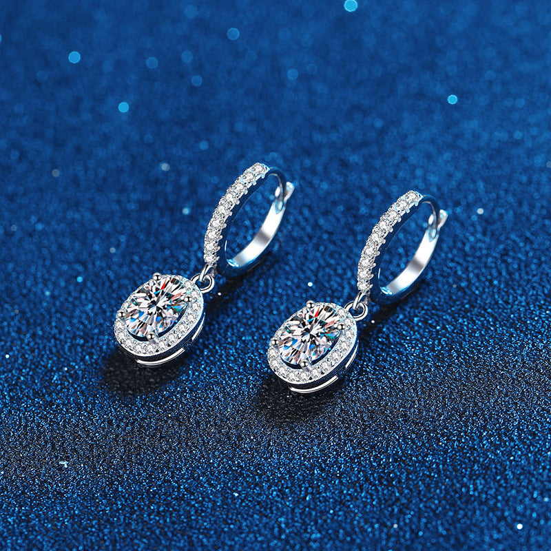 1 karat moissanite stud earrings for women s925 sterling silver platinum plated classic egg-shaped2