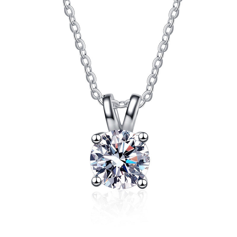 925 Sterling Silver Pendant with PT950 Gold Plated 1 Karat Four-Claw Moissanite for Women6