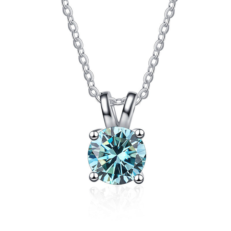 925 Sterling Silver Pendant with PT950 Gold Plated 1 Karat Four-Claw Moissanite for Women11