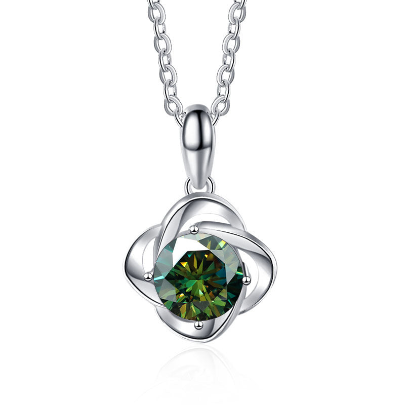 Exclusive four-leaf clover 1 karat color moissanite diamond necklace with simple Korean style clavicle chain1
