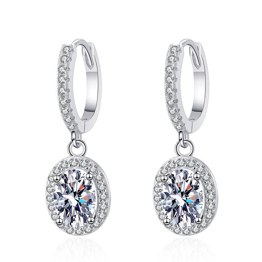 1 karat moissanite stud earrings for women s925 sterling silver platinum plated classic egg-shaped4