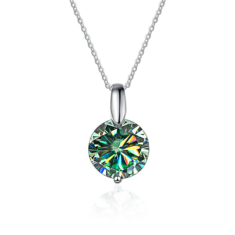 Elegant 925 Sterling Silver Pendant with Simple Ball Clavicle Chain and Moissanite Necklace 1-3 Karat for Women, Perfect Gift for Girlfriend2
