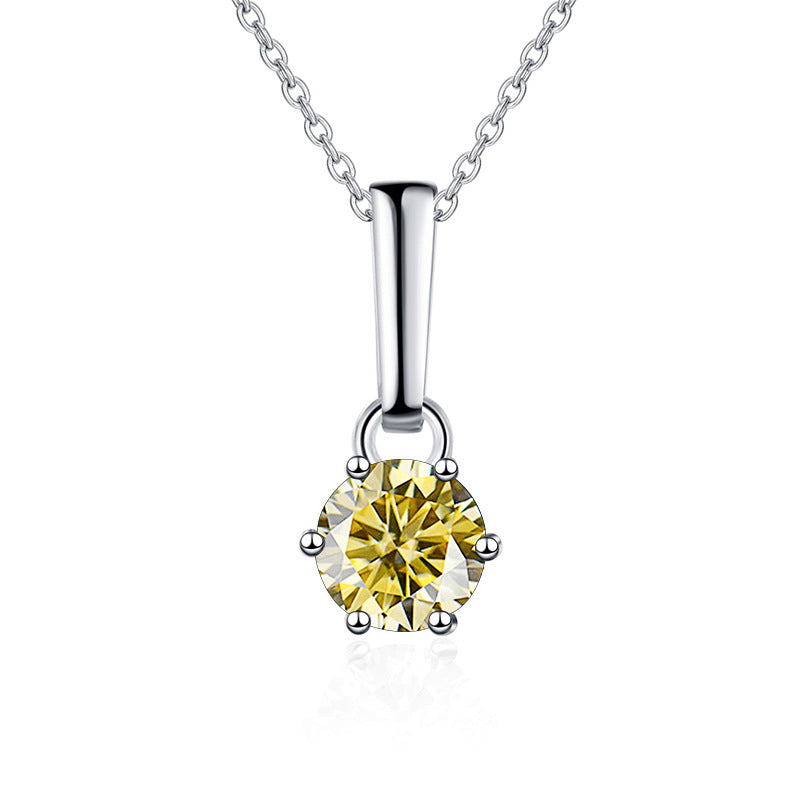 Exclusive sterling silver moissanite six-claw pendant necklace with artificial diamond on a clavicle chain4