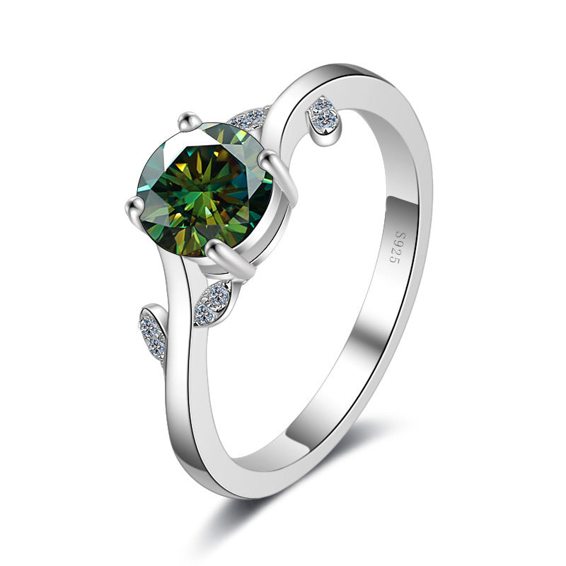Exclusive 1 karat moissanite ring with flower and leaf design, factory direct color moissanite ornament4