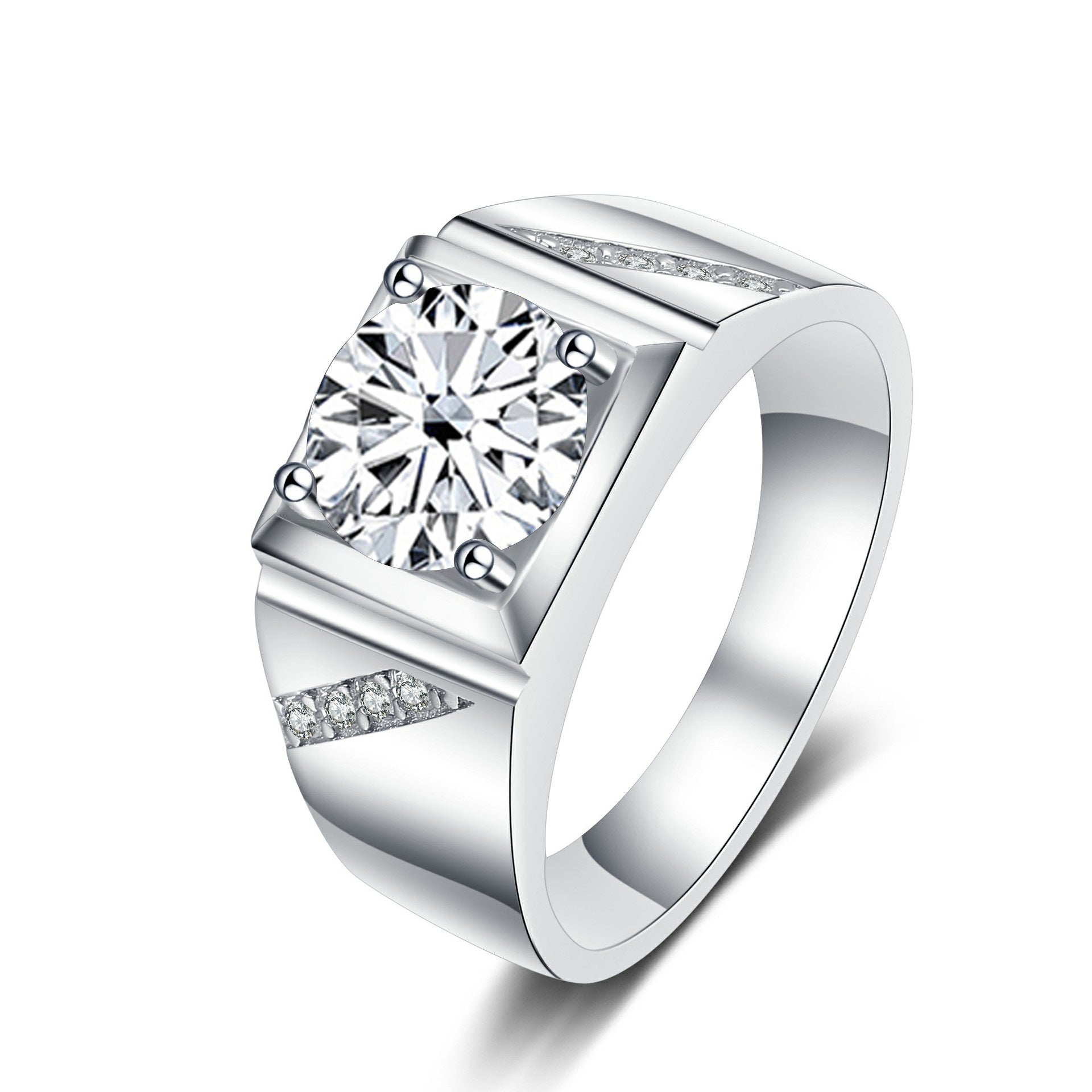 Cross-border hot selling Moissanite Ring 1 karat 2 karat color Tongling atmospheric man's wedding ring TikTok straight7
