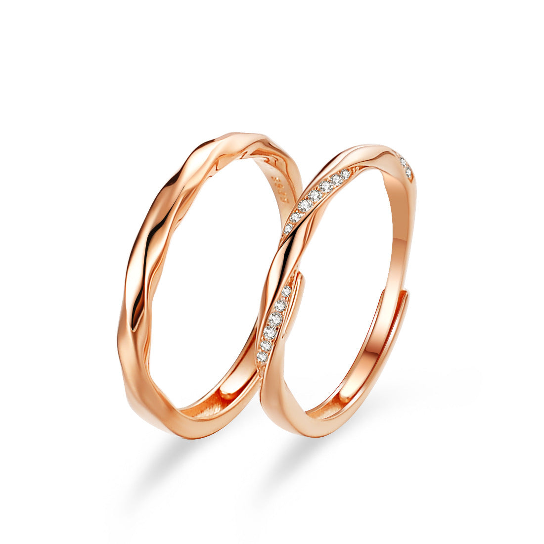 Original Lightyear couple rings in S925 sterling silver with Mobius open end design, adjustable twisted arm and diamond-embedded for a touch of light luxury3