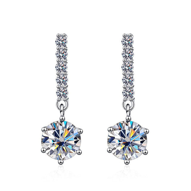 Kuaishou and Douyin hot-selling 1 karat blue green moissanite 925 sterling silver earrings for women, cross-border moissanite ear clip8