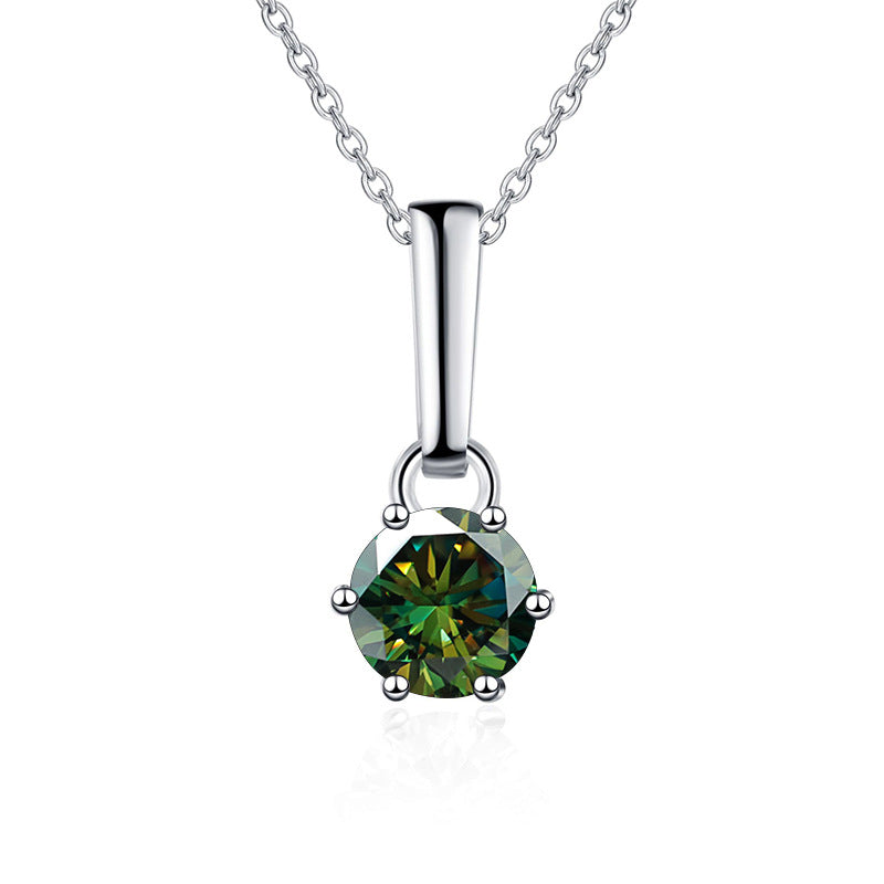 Exclusive sterling silver moissanite six-claw pendant necklace with artificial diamond on a clavicle chain3